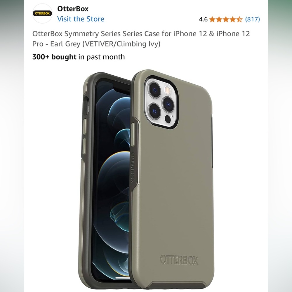 OtterBox symmetry series case for iPhone 12, iPhone 12 Pro in earl grey